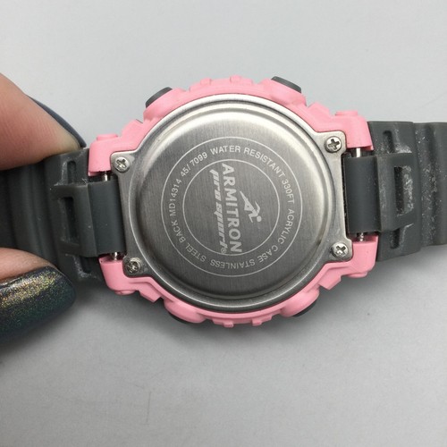 Armitron Pro Sport Digital Watch Unisex 38mm 100M Gray Pink Timer Day Date - Picture 11 of 14