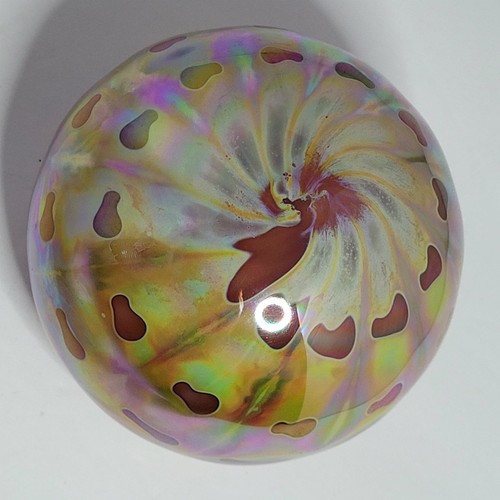 Levay Paperweight iridescent art glass spotted 3 1/2 inch - Picture 1 of 6