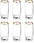 13.25 Oz Gold Glass Cup (Set of 6) - Elegant Drinking Glasses with Gold Accen...