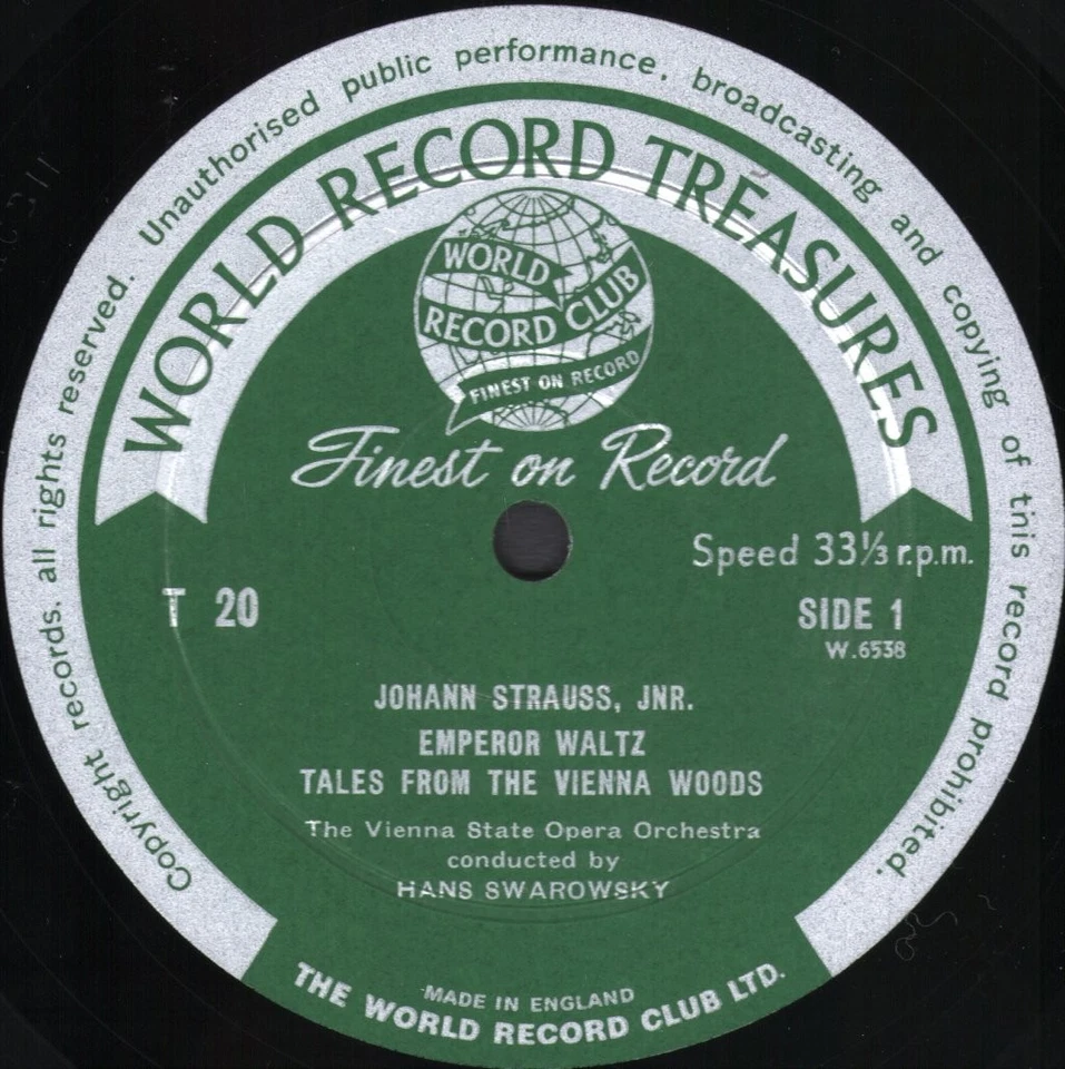 T20 Vienna State Opera Orchestra / Hans Swarowsky Johann Strauss - Emperor Waltz - Image 3 of 4