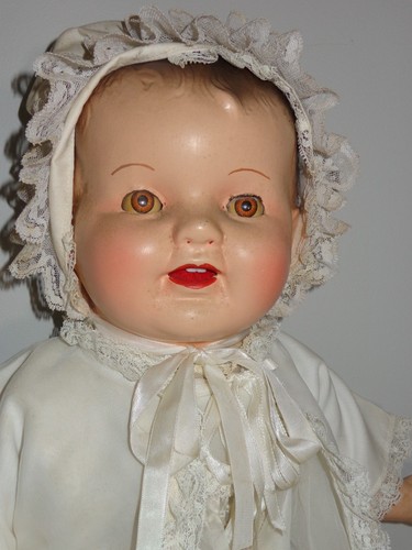 Antike große Komposition Komposit & Stoff Happy Doll Baby 26" groß - Bild 4 von 12