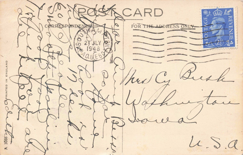 RMS Queen Elizabeth - Cunard-White Star Cruise Liner - Postkarte 1940er - Bild 2 von 2
