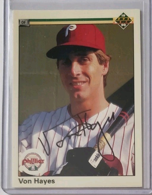 1990 Upper Deck #453 Von Hayes Philadelphia Phillies Auto Signed