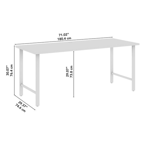 Pemberly Row 72W Computer Desk w/ Metal Legs in Platinum Gray - Engineered Wood - Picture 7 of 9
