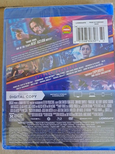 JOHN WICK 3 " BRAND NEW FACTORY SEALED  Blu-Ray+DVD+DIGITAL - Bild 4 von 4