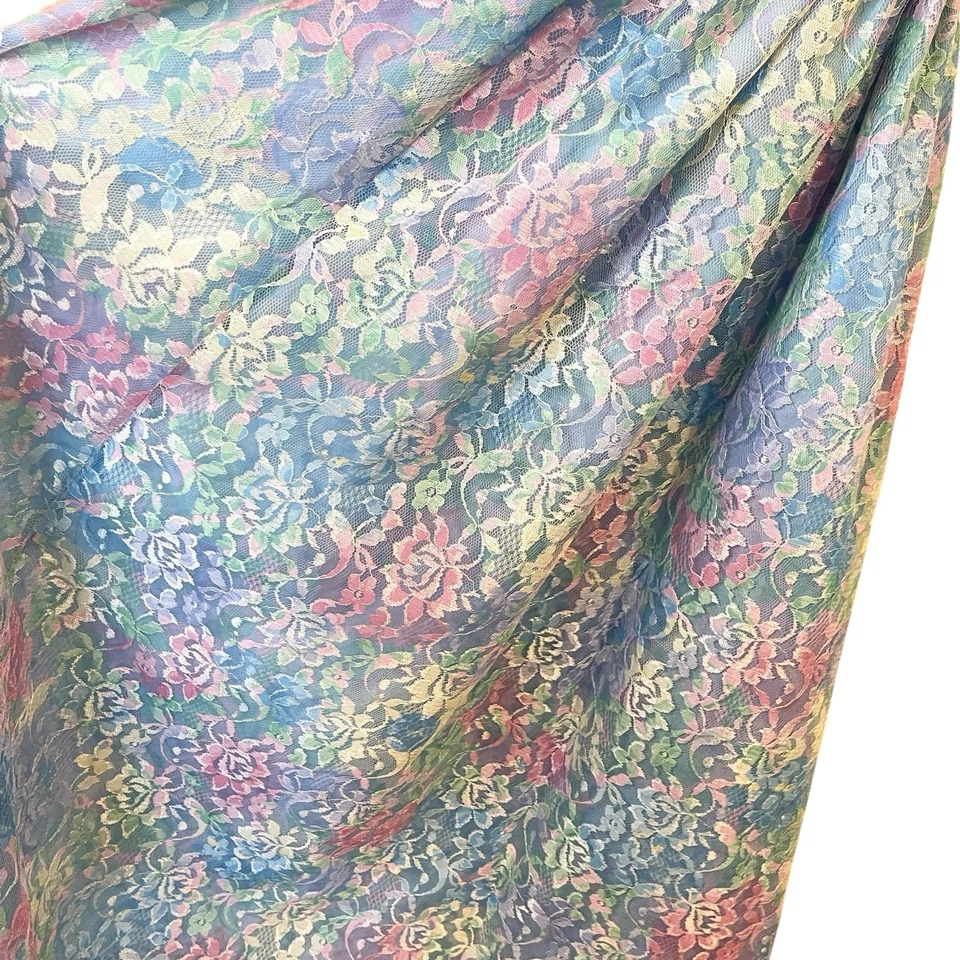 Vestido midi vintage años 70 80 floral encaje pastel volantes té cottagecore jardín L Foto 4 de 4