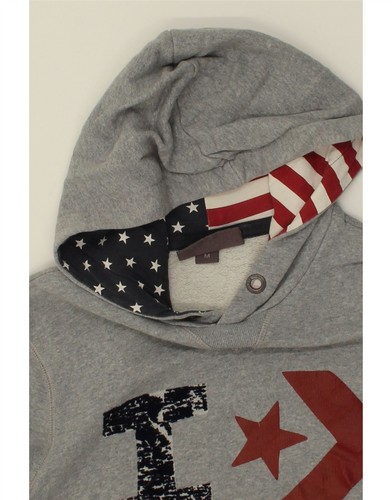CONVERSE Mens Graphic Hoodie Jumper Medium Grey Cotton FW08 - Picture 3 of 4