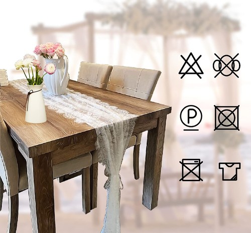 White Lace Table Runner 14x120 Inch Boho Wedding Bridal Shower Decor - Picture 3 of 7