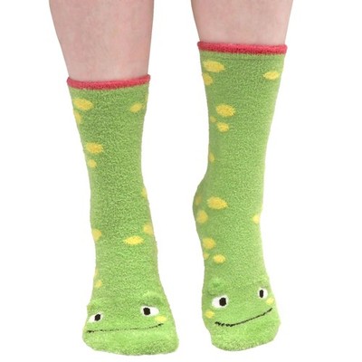 BambooMN Women's Super Soft Warm Cute Animal Non-Slip Fuzzy Small, 11 Frog 