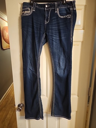 Pantalones de mezclilla Rock Revival para mujer talla 32 romero bootcut con bolsillos adornados - Imagen 3 de 8