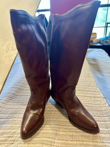 Sundance Women’s Leather Tall Boots Size 7M Brown Made in Brazil Western Style - Picture 2 of 9