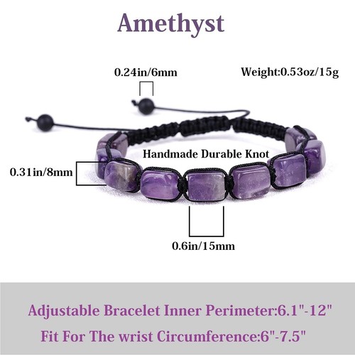Echter Amethyst verstellbare Armbänder Kristall Heilsteine Armbänder Supernatu - Bild 2 von 6