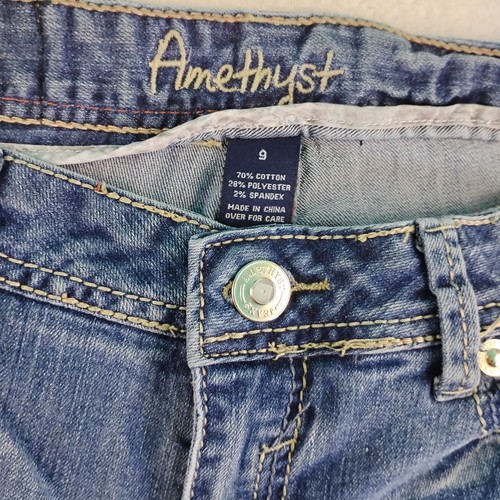 Amethyst Jeans Damen Gr-9 blau Boot Cut Distress Denim Strassverzierung  - Bild 6 von 11