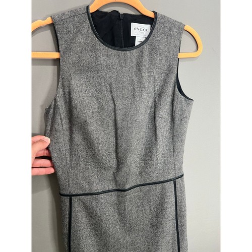 Oscar de la Renta Dress Size 2 Tweed Sleeveless Knee Length Gray Cocktail Work - Picture 10 of 14
