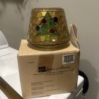 Home Interior Christmas Tree Mosaic Glass Candle Shade New In Box