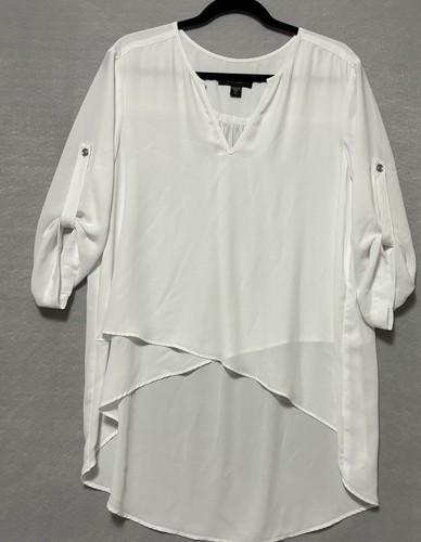 Karen Kane Blouse Top Long Sleeve V Neck Layered Hem White Size XL - Picture 1 of 8