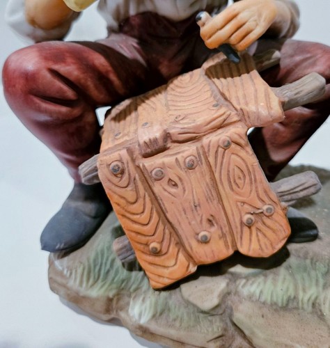 Norleans Figurine Old Man Building a Doghouse w/Dog ~Hand Painted~Japan~8" L-EUC - Picture 3 of 7