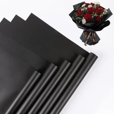 20 Sheet Flower Wrapping Paper - Waterproof Floral 1 Count (Pack of 20) Black
