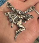 Vintage Sterling Silver Fairy Pendant 925 Art Nouveau Solid Fine Jewelry 13.6g