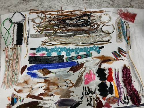 Jewelry Findings Lot Feathers Tassels Leather Folk Art + Crafts Arts Supplies