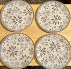 Temptations Taupe Glass Christmas Poinsettia Holiday Side Plates 8” Set Of 4