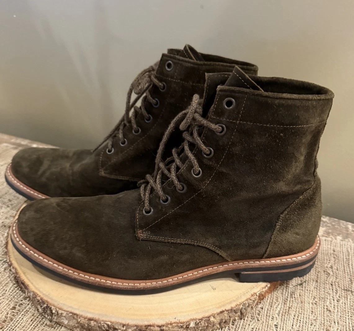 Nisolo All-Weather Amalia Suede Lace Up Boots Dark Olive Comfort Suede Sz-11.5