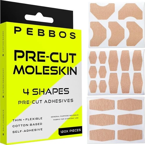 Moleskin Adhesive Shapes – 120 Pre-Cut Pieces – 4 Sizes – Cotton Fabric Shapes | - product listing photo