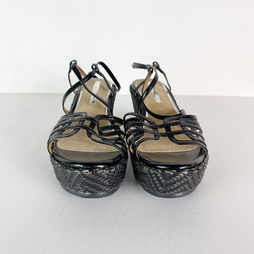 Sandalias de cuña MariaMare para mujer punta redonda con tiras negras talla 40 - Imagen 3 de 7