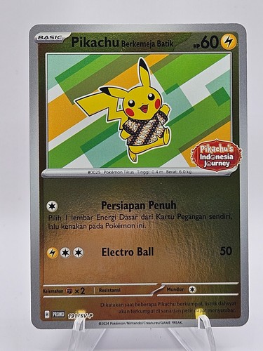 Pikachu Batik 191/SV-P Indonesia Journey Indonesian Pokemon Promo Reverse Holo