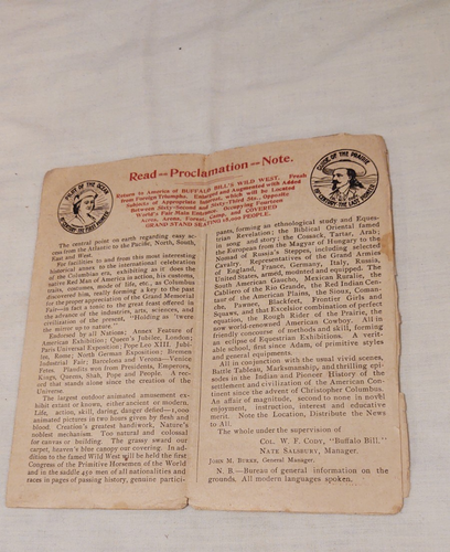 Extremely Rare 1893 Buffalo Bill Wild West Show Chicago World’s Fair Herald Map - Picture 2 of 8