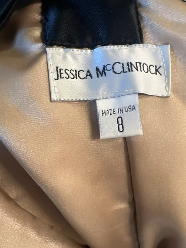 Vintage Jessica McClintock Dress Size 8 Lace Overlay Satin Bow Square Neckline B - Picture 5 of 7