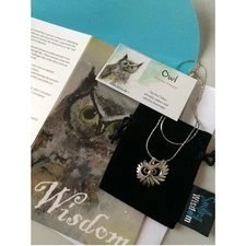 Smiling Wisdom - Owl Animal Greeting Card and Keepsake Gift Set Owl Face