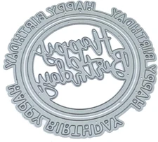 Silver Happy Birthday Metal Cutting Dies for Card Making Embossing Stencil Templ