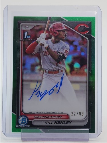 KYLE HENLEY 2024 BOWMAN CHROME 1ST GREEN REFRACTOR REDS AUTO /99 Q1360