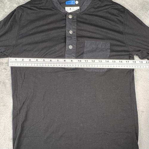 Swrve Henley Shirt Mens Small Black Cotton Modal Long Sleeve Tee Cycling - Picture 5 of 9