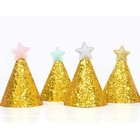 4 Stück Mini-Geburtstagshüte, glänzende glitzernde Sternhüte, Kinder-Partyhüte