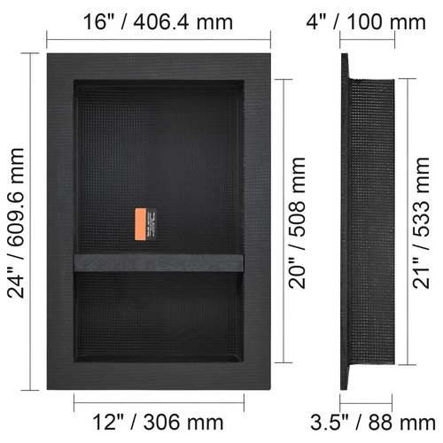 16" x 24" Preformed Double Recessed Shower Niche Ready to Tile Waterproof - Picture 8 of 12