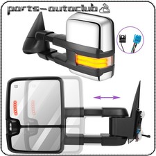 Chrome Power Heated Dynamic Signal Light Tow Mirrors For 03-07 Silverado Sierra