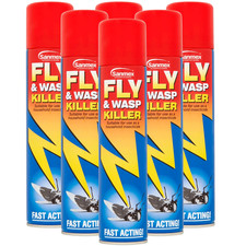 6 x SANMEX FLY & WASP KILLER INSECTICIDE FAST ACTING AEROSOL SPRAY 300ml 