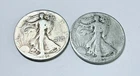 WALKING LIBERTY HALF DOLLAR LOT OF 2 - 90% SILVER CIRCULATED COINS #8634