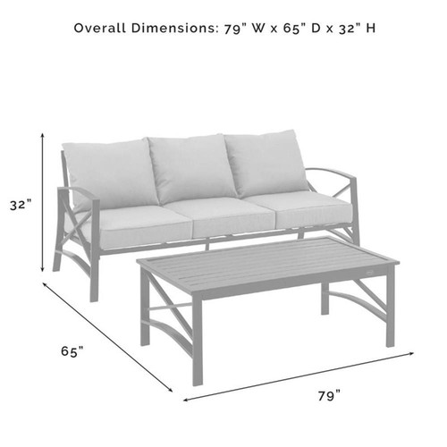 Crosley Furniture Kaplan 2 Piece Metal Outdoor Sofa Set in Mist Green - Picture 15 of 17