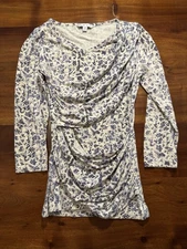 CAbi 262 By The Shore Top Womens Double Drape Animal Print 3/4 Sleeve Shirt XS