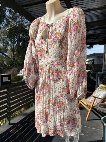 AUGUSTE The Label Dress Size 6 Floral Mini Dress Tunic Cottage Boho Feminine - Picture 2 of 12