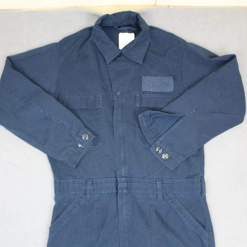 FR Flame Resistant Coveralls Mens Large Navy Blue Workwear Mechanic Suit Utility - Image 2 of 4