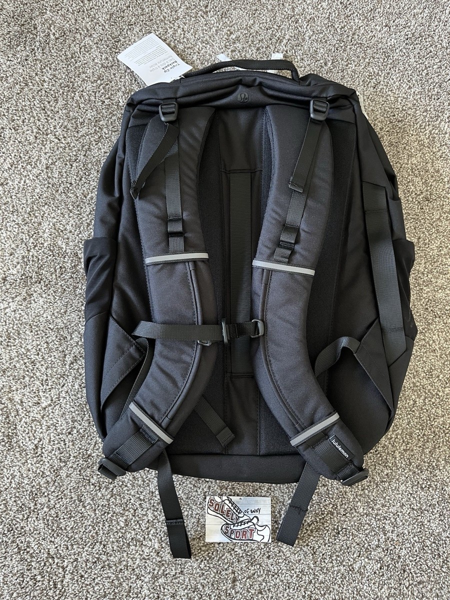 $128 New Lululemon Triple Zip Backpack 28L Black Travel