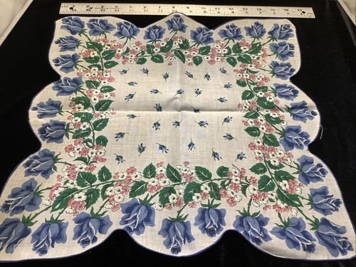 1788🌟Fazzoletti Vintage Fantasia Stampa Floreale Sfumature di BLU LOTTO (5) - Foto 9 di 9