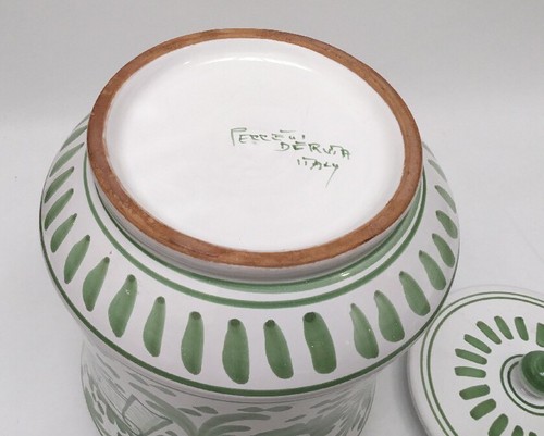 Tarro grande verde/blanco italiano Peccetti Deruta GRAMIGNA hierba/hierba - Imagen 3 de 4