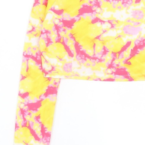 PRETTYLITTLETHING Womens Yellow Polyester Blend Cropped T-Shirt Size 6 Crew - Picture 9 of 12