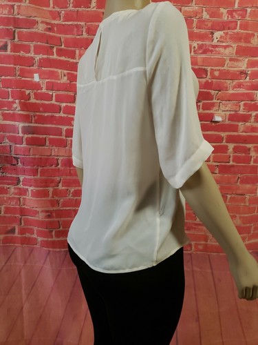 A.L.C. Blusa Top Mujer Talla Pequeña Seda Marfil Manga Corta NUEVA (B2) - Imagen 5 de 10
