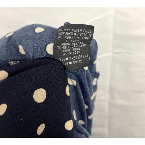 Dark Blue Polka Dot Sheath Wrap Dress Jersey Connected Apparel Sz 6 - Picture 9 of 9